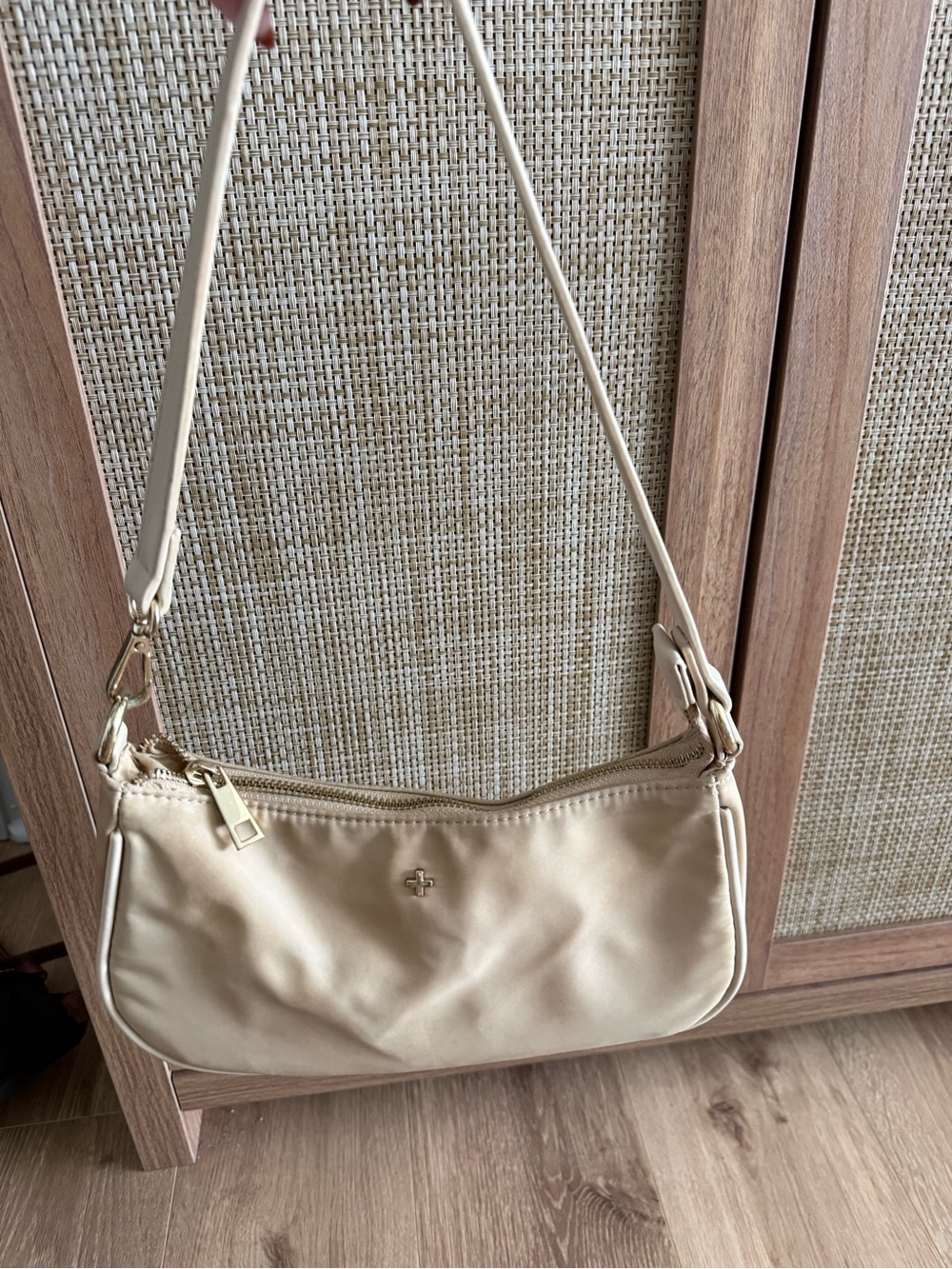 Princess Polly Cream Shoulder Bag with Gold Hardware